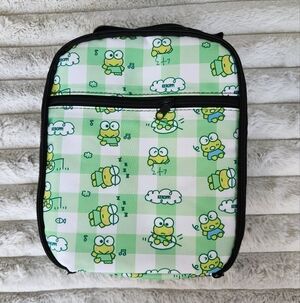 Sanrio Keroppi Green And White Checkered Lunch Box